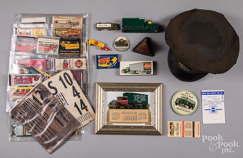 Group of trucking advertising items