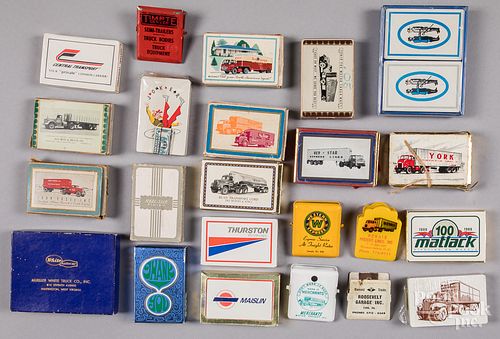 Seventeen sets of trucking advertising cards