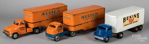 Two Tonka pressed steel tractor trailers