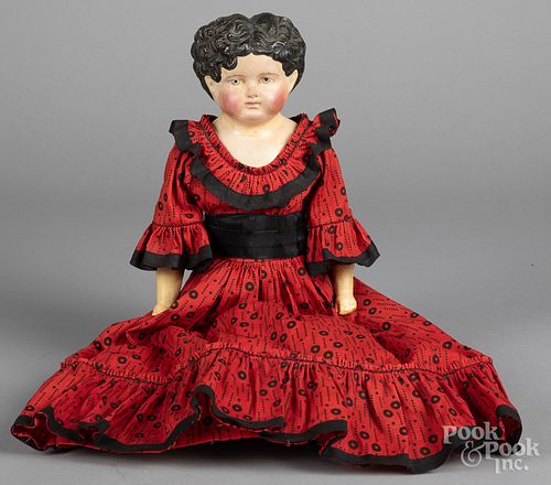Greiner-type papier-mache head and shoulder doll