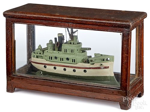 Nicely painted wood battleship model
