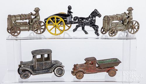 Group of small cast iron vehicles