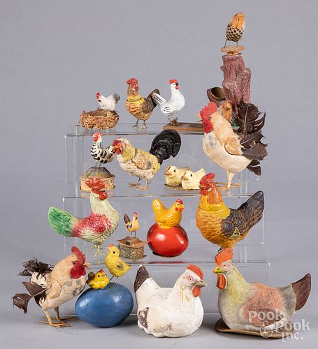 Group of chicken candy containers