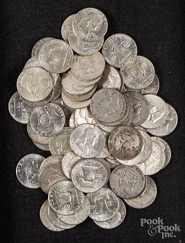 Seventy Franklin silver half dollars