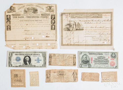 Early paper currency, to include colonial notes