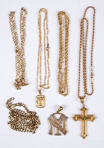 10K gold necklaces, 27.6 dwt.