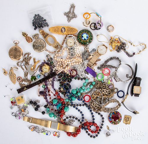 Costume jewelry and wristwatches.