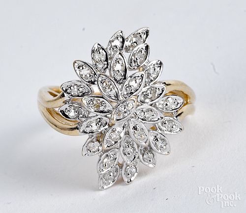 14K gold and diamond cluster ring, 4.2 dwt.