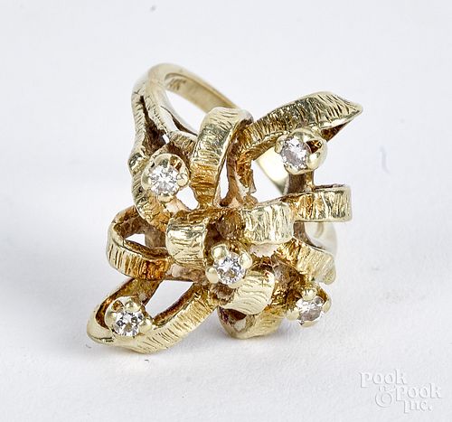 14K gold and diamond ring, 5.5 dwt.