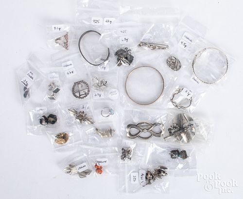 Collection of sterling silver jewelry.