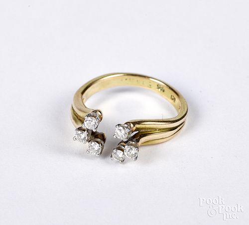 14K gold and diamond ring, size 7