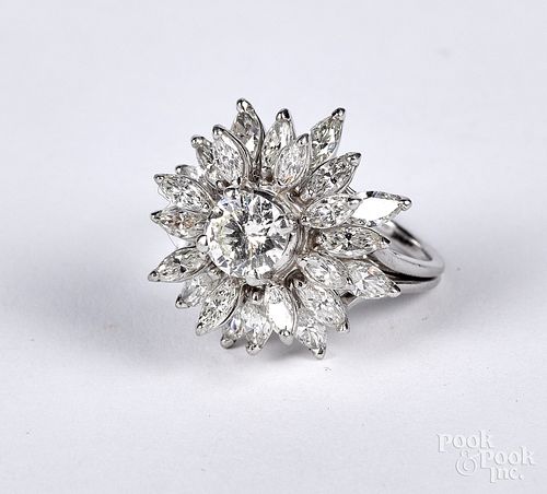 Platinum and diamond ring, size 6