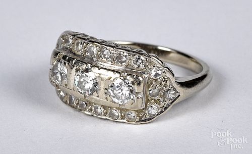 14K white gold and diamond ring, size 6, 3.3 dwt.