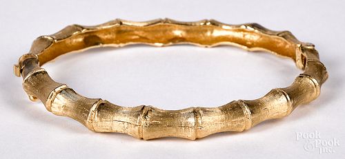 14K gold bamboo bangle bracelet