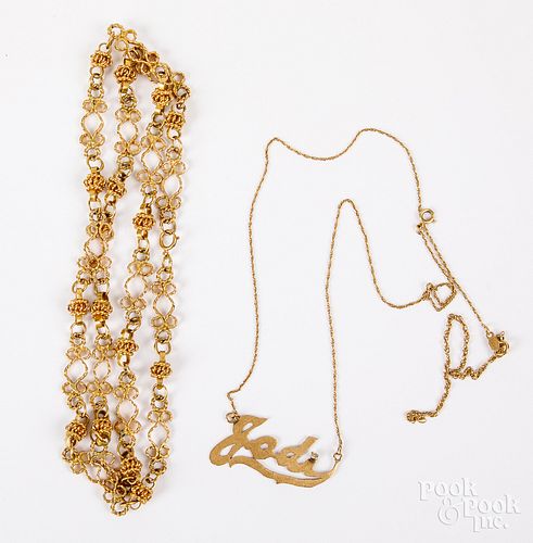 Two 14K gold necklaces