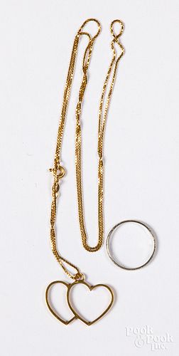 18K gold ring and necklace