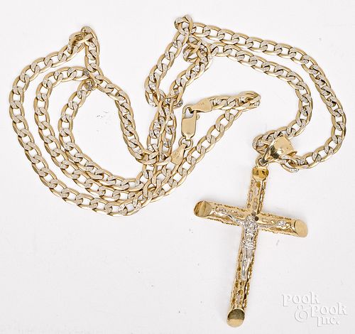 10K gold chain, with cross pendant