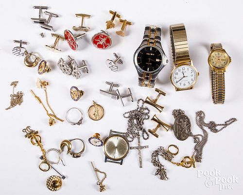 Costume and silver jewelry, watches, etc.