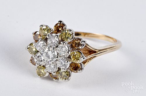 14K gold diamond and gemstone ring