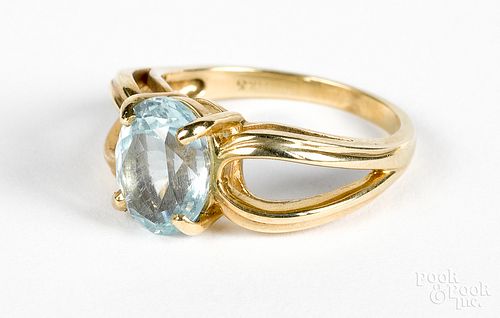 14K gold and blue topaz ring