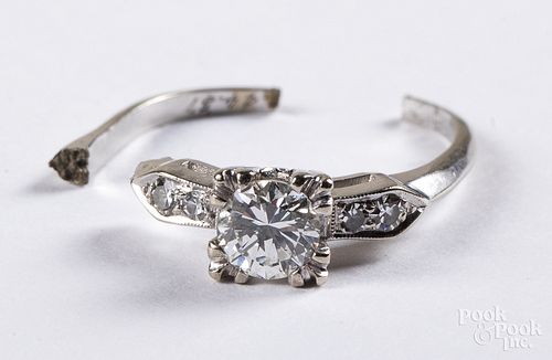 14K white gold and diamond engagement ring