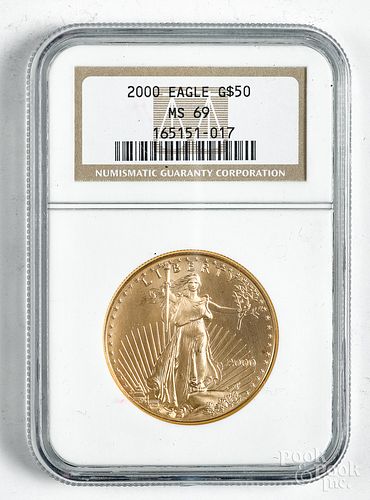 Liberty eagle 1 ozt. fine gold coin, NGC MS 69.