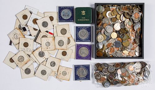 Group of foreign coins.