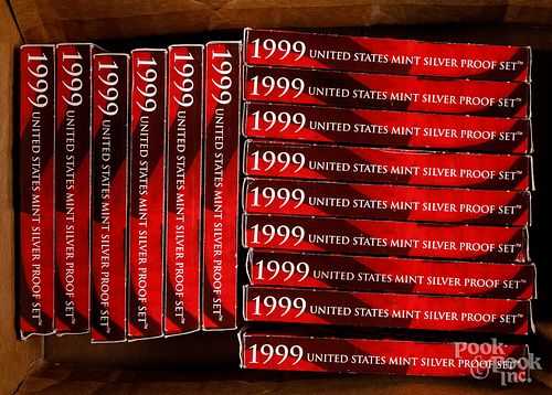 Fifteen US 1999 mint silver proof sets.