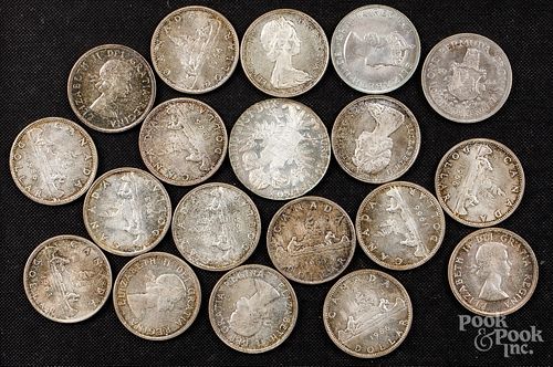 Sixteen Canada silver dollars, etc.