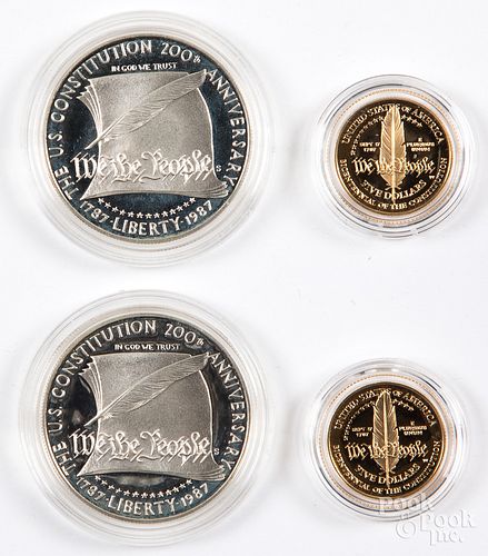 Two US Constitution coin sets