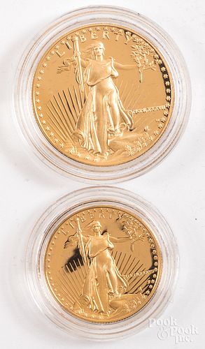 American eagle 1 ozt. and 1/2 ozt. fine gold set