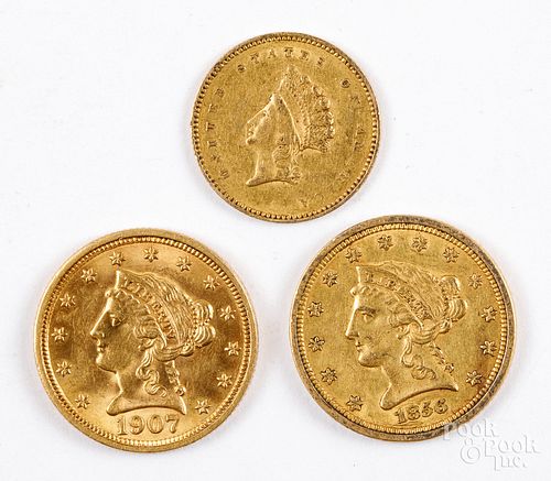 Liberty Head two and a half dollar gold coins, et