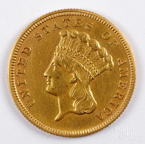 1859 Indian Princess three dollar gold coin.