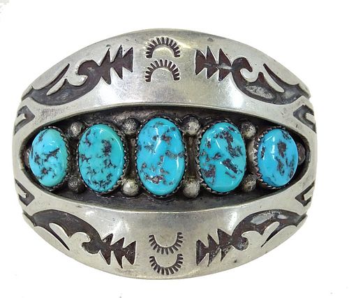 Navajo Turquoise & Sterling Silver Cuff Shadowbox