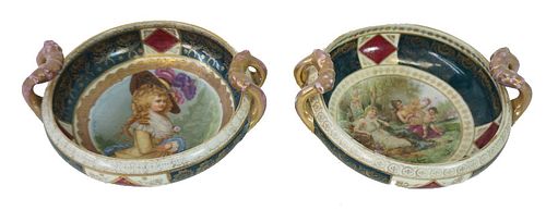 Pair of Royal Vienna Style Porcelain Serving Bowls