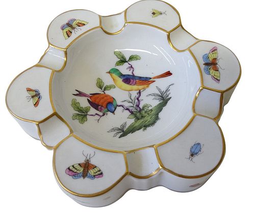 Herend Rothschild Bird Porcelain Ashtray
