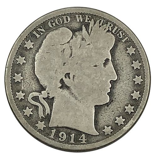 1914 Key Date Barber Half Dollar Coin