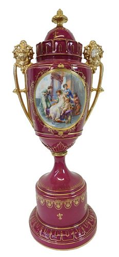 Royal Vienna Style Porcelain Lidded Vase