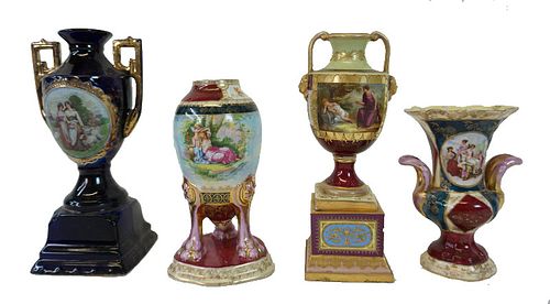 Four (4) Royal Vienna Style Porcelain Vases & Urns