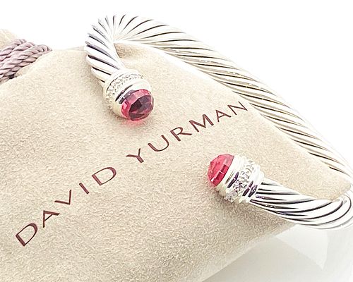 DAVID YURMAN  PINK TOURMALINE DIAMOND 925 CABLE