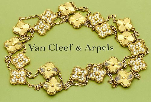 VAN CLEEF & ARPELS 20 MOTIF 18K DIAMOND ALHAMBRA LONG