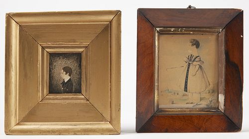 Two Early Watercolor Portraits of Children