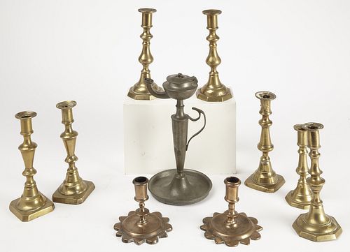 Early Candlestick Pair - LOT of Brass Candlesticks