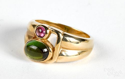 14K gold and tourmaline ring