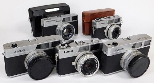 Group of 5 Canon Canonet 35mm Rangefinder Cameras