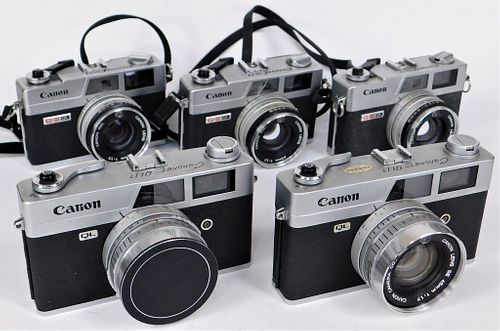 Group of 5 Canon Canonet QL17 Rangefinder Cameras