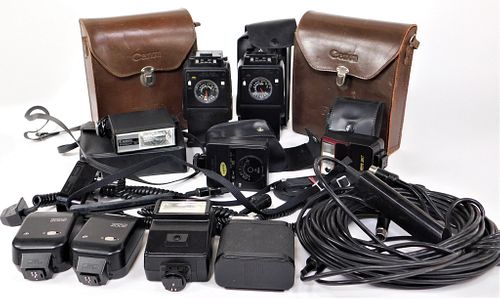 Group of Canon Flashes and Accessories