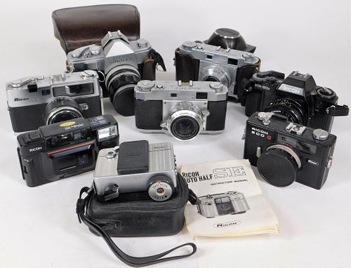Group of 8 Ricoh 35mm Cameras