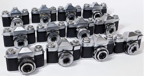 Group of 12 Zeiss Ikon Contaflex 35mm SLR Cameras