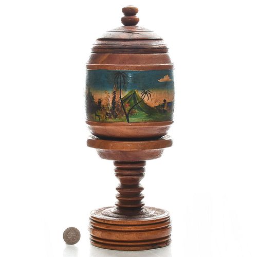 HAND PAINTED WOOD APOTHECARY JAR